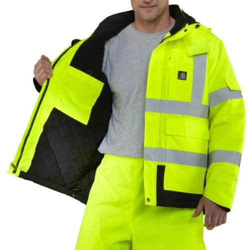 CARHARTT Men's High Vis Waterproof Class 3 Insulated Sherwood Jacket,Brite Lime,Large