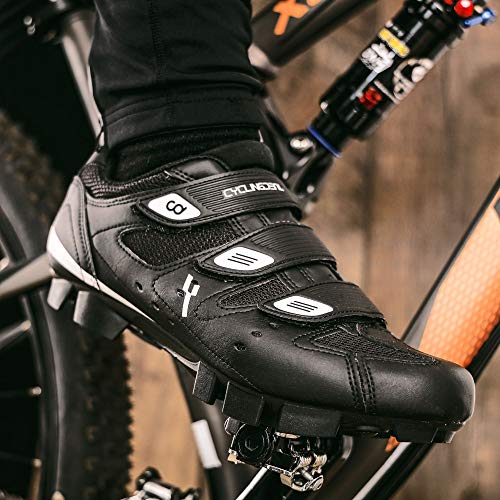 CyclingDeal Mountain Bicycle Bike Men's MTB Cycling Shoes Black Compatible with Shimano SPD and CrankBrothers Cleats | Size 47