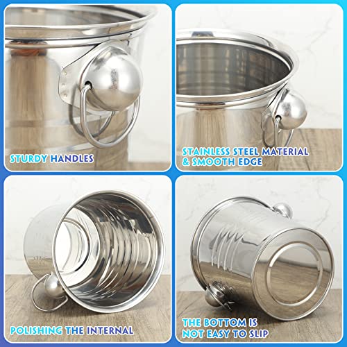 8 Pack Champagne Buckets Stainless Steel Ice Buckets with Handles Wine Bucket Party Beverage Chiller Champagne Ice Buckets for Beer Drinking Bar Club Party Supplies (3.15 Quart)