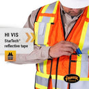 Pioneer V2540750U-X LFR-Tech Hi-Vis 88/12 7 oz FR/ARC-Rated Surveyor's Safety Vest, Snap Closure, Orange, XL