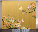 Ambesonne Ethnic Curtains, Chinese Ink Butterfly Plum Motif Heritage Oriental Eastern Ill?stration, Living Room Bedroom Window Drapes 2 Panel Set, 108" X 96", Pastel Yellow