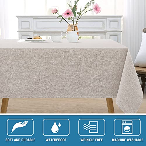 H.VERSAILTEX Rectangle Linen Textured Table Cloth Thick Fabric Wrinkle Free Washable Dust-Proof Tablecloth for Dining, Buffet Parties, Picnic, Events, Weddings and Restaurants, 152 x 304cm, Sand