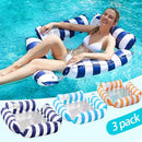 3 Pack Inflatable Pool Chair Float, Water Hammock Lounge Chair, Multi-Purpose Drifter Pool Floats for Summer Pool Lake Beach (Navy Blue + Light Blue + Orange)