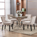 COLAMY Modern Dining Chairs Set of 4, Upholstered Corduroy Accent Side Leisure Chairs with Mid Back and Wood Legs for Living Room/Dining Room/Bedroom/Guest Room-Beige