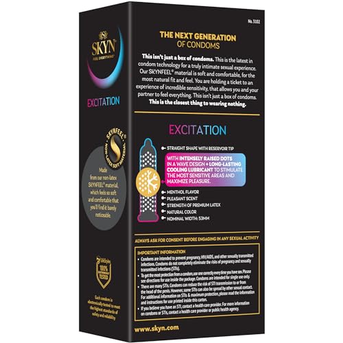 SKYN Excitation Non-Latex Lubricated Condoms, 12 Count
