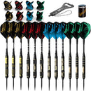 IgnatGames Steel Tip Darts Set - Professional Darts with Aluminum Shafts, Rubber O'Rings, and Extra Flights + Dart Sharpener + Innovative Case + Darts Guide