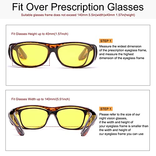 Night Vision Glasses for Men Women Polarized Day and Night Safety Driving Sunglasses Oversized Shield Wrap Around Fit Over Prescription Eyewear Anti Glare Scratch Resistant Eyeglasses Yellow Lenses