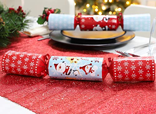 Toyland® Pack of 10 Large Family Christmas Crackers - Santa & Rudolph Design - Red & Blue