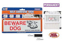 [2PCE] StickFX Beware Of The Dog Self-Adhesive Sign For Fence Yard Enter At Your Own Risk Warning Dog Sign - 20 x 6cm