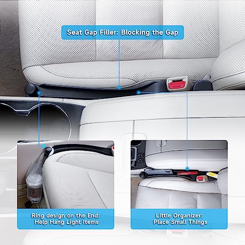 Car Seat Gap Filler Set of 2, Givifive Soft Foam Multifunctional Seat Side Gap Filler with Organizer & Hook Function, 3in1 Gap Stopper Universal Fit Car SUV Truck Fill The Gap Between Seat & Console