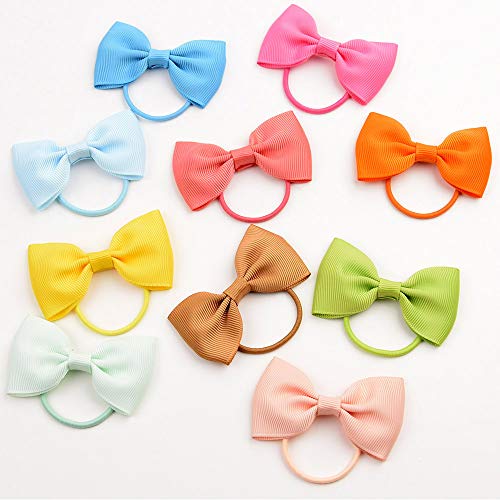 20 Pcs Hair Bow Tiny Hair Bows with Elastic Loop Ponytail Ties Pony Tail Holder Accessories for Infants Toddlers Girls Kids