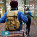 Water Buffalo Hydration Backpack - Sherpa 22L Hiking Backpack with Water Bladder - Water Backpack for Hiking with Waterproof Zippers, Phone & Pole Holders