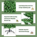 Costway 1.8m/6ft Pre-lit Pencil Christmas Tree,Artificial Hinged Fir Christmas Tree with 743 PVC Tips and 250 SAA certificated LED Lights, Christmas Drcoration with Sturdy Iron Stand, Easy Set-up