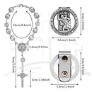 4 Pcs Saint Benedict Silver Car Rosary Rearview Mirror Auto Rosary Hanging Personalized with Car Silver Saint Christopher Visor Clip Religious Car Medals, Car Mirror Hanging Accessories for Truck Bike