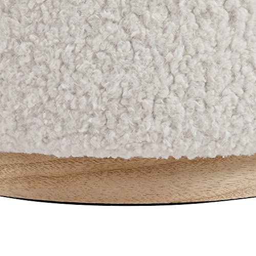 Linon Home Décor Cream Sherpa Round Storage Wooden Base by Linon Lexington Ottoman