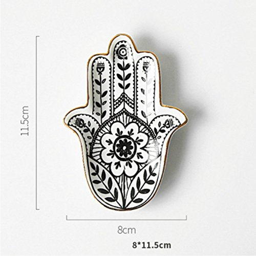 (Hamsa Hand) - SaiDeKe Home Trinket Dish Hand Small Jewellery Tray Ring Dish Holder Decorative Plate Hamsa Hand