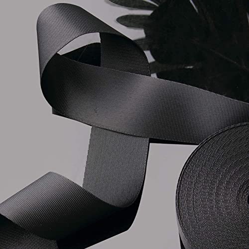 KINMINGZHU 1 Inch Wide 10 Yards Black Nylon Webbing Strap，Polypropylene Straps for Bags, Hammocks, Outdoor Climbing and DIY Making Luggage Strap, Pet Collar, Backpack Repairing