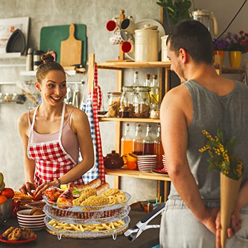 3 PCS Air Fryer Rack, Removable Air Fryer Stacking Rack with Anti-scalding Clip, Stainless Steel Air Fryer Dehydrator Rack Accessories for 4.2Qt, 5.3Qt, 5.5Qt, 5.8Qt, 6.8Qt Air Fryers (01)