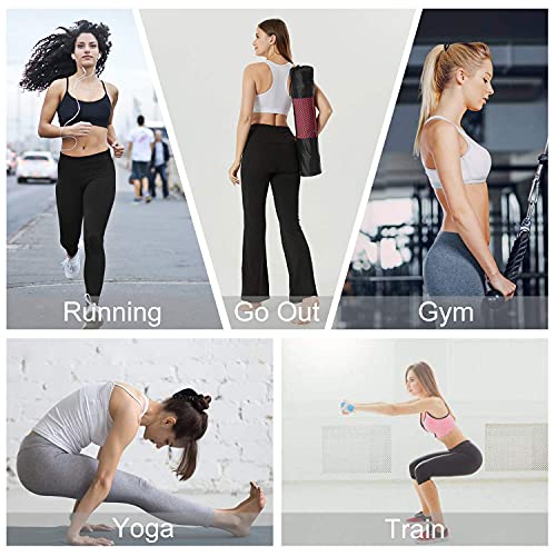 Lanbaosi Bootcut Yoga Pants for Women High Waisted Tummy Control Flare Leggings with Pockets Wide Leg Bootleg Workout Pants Black