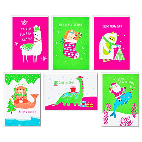 Hallmark Boxed Christmas Cards Assortment, Merry and Bright (6 Designs, 24 Cards with Envelopes)