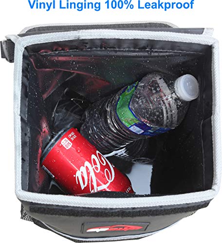 EPAuto Waterproof Car Trash Can with Lid and Storage Pockets, Black