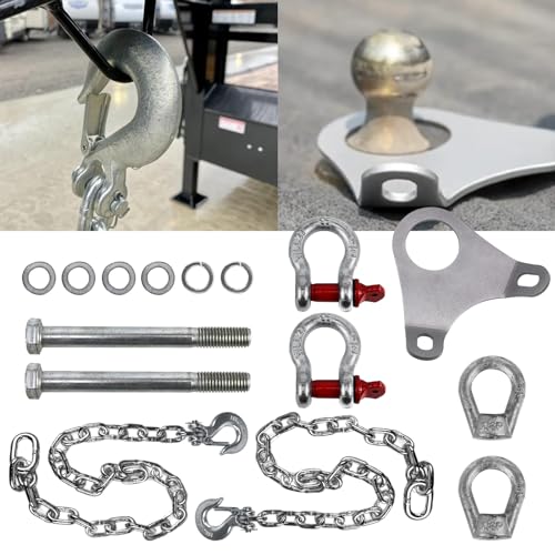 RULLINE Trailer Ultimate Connection Safety Chains Kit - 5th Wheel Ultimate Connection Safety Chains Plate Towing Accessories with 1/2in Shackles