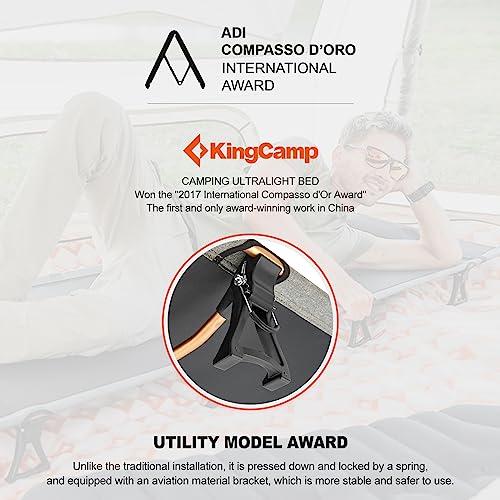 KingCamp Camping Cot, Folding Portable Heavy Duty Ultralight Cots for Adults Camping Tent Hiking Backpacking Mountaineering Travel Indoor Outdoor Indoor Base Camp with Pillow, 2 Packs.