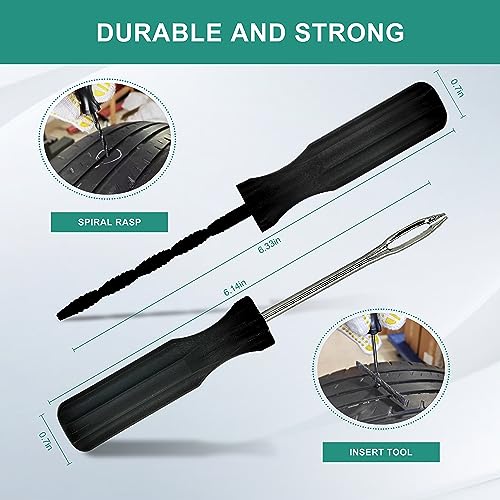 ZERINT TT-M26 Tubeless Tire Repair Kits, 26pcs Compact Tire Puncture Repair Kit, Tire Repair Tools and Tire Repair Plugs for Cars Motorcycles