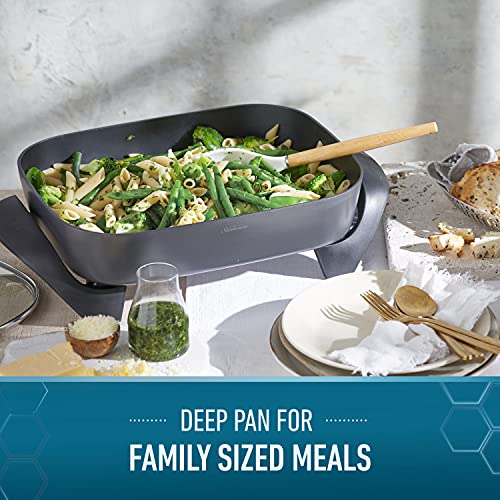 Sunbeam DiamondForce Banquet Electric Frying Pan | Durable Non-Stick Frypan | Tilt & Baste Lever | L 38cm x W 29cm | Deep Pan | Easy Wipe Clean-Up Black