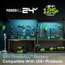 Greenworks 48V (2 x 24V) Cordless Axial Blower (515 CFM / 125 MPH), (2) 2.0Ah Batteries and Dual Port Charger with 24V Pole Saw