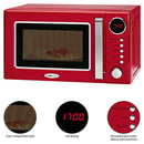 Clatronic MWG 790 2-in-1 Microwave Retro Design, 700 W Microwave Power, 1000 W Grill Power, 20 L Cooking Chamber, Timer Function, Child Lock Red