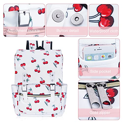 Cherry School Backpack for Girls Women, 15.6 inch Laptop Backpacks Bookbags for College Travel