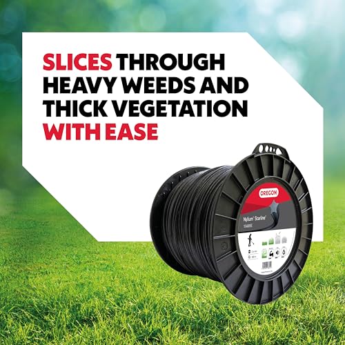 Oregon Nylium Star Shaped Strimmer Line Wire for Grass Trimmers and Brushcutters, Five Cutting Edges for Clean Finish, Professional Grade Heavy Duty Nylon, Fits Petrol Strimmers, 2.4mm-360m (‎104885E)