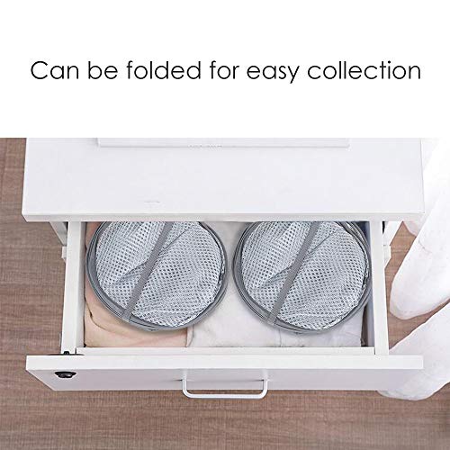 WD&CD 2PCS Laundry Baskets Foldable Pop Up Mesh Washing Basket Laundry Basket Bag Large Storage Basket Bin Laundry Hamper Toy Tidy Storage Organiser Organizer-Gray