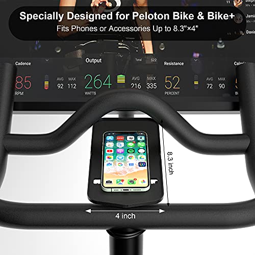 COOLWUFAN Phone Holder for Peloton Bike & Bike Handlebar Stable Anti-Slippery Phone Mount Tray Compatible with Peloton Bike, Bike+ Plus, Spin Bike, Accessories for Peloton (Easy Installation)