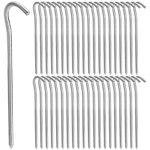 AVLA 40 Pack Tent Pegs, 7 Inch Aluminium Tent Stakes Pegs with Hook, Garden Edging Fence Hooks, Landscape Pins, Camping Pegs for Pitching Camping Tent