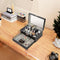 Readaeer Black Leather Watch Box Jewelry Display Case with Drawers, Jewelry Box (12 Slots with 2 Layers)
