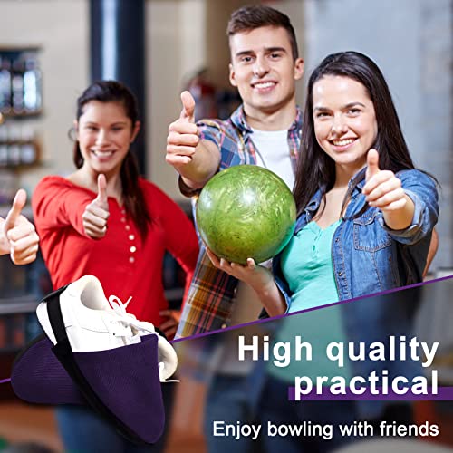 Zhanmai Bowling Shoe Slider 2 Pack Bowling Shoe Cover with Elastic Band Adjustable Bowling Accessories for Men Women Bowler Playing Ball Dancing, L, Purple, Large