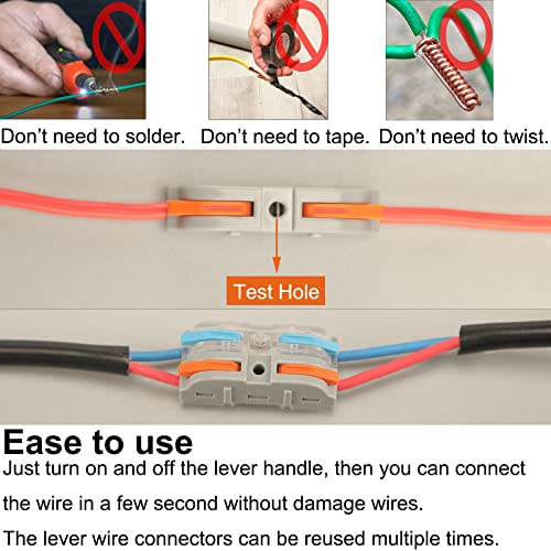 Feggizuli 30pcs Lever Wire Connectors, 1 Conductor Compact Wire Connectors, 1 to 1 Inline Electrical Connectors, DIY Compact Splicing Wire Connectors, Quick Connect Wire Connectors Butt Terminals