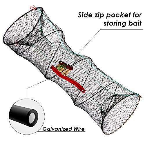 SF 1 Pack Fishing Casting Nets Crab Trap Crawfish Crayfish Shrimp Collapsible Cast Net Durable Black Mesh Fishing Nets Portable Folded Safe Fish Catching- Small