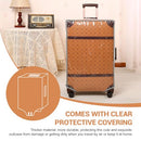 NZBZ Vintage Luggage Sets of 4 Pieces, Carry On Cute Suitcase with Rolling Spinner Wheels TSA Lock Luggage, Orange Brown, 14-inch, Zipper Vintage Luggage