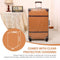 NZBZ Vintage Luggage Sets of 4 Pieces, Carry On Cute Suitcase with Rolling Spinner Wheels TSA Lock Luggage, Orange Brown, 14-inch, Zipper Vintage Luggage