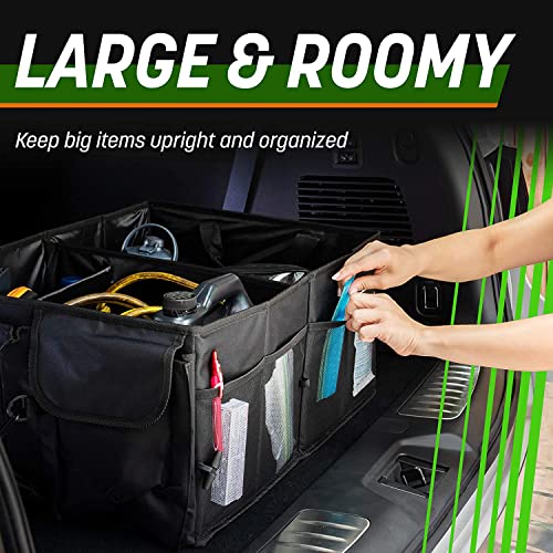 Trunk Organizer for Car SUV Storage with Two Handles and Side Pockets, Foldable, Black (Black)