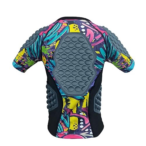 Topeter Padded Compression Shirt, Rib Protector with Protective Gear for Football, Basketball, Rugby for Young Kids (Pink YL)