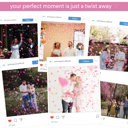 Gender Reveal Confetti Cannon - 4 Pack - Heart Shaped Pink Gender Reveal Cannons | Baby Gender Reveal Poppers | Boy or Girl Gender Reveal | Pink Confetti Poppers | Pink Party Poppers Confetti Shooter