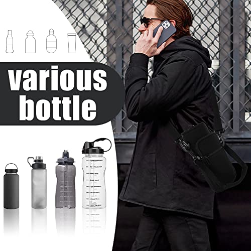 ziyue Water Bottle Carrier Bag, Universal Water Bottle Holder Crossbody Bag with Adjustable Shoulder Hand Strap 2 Pocket for Hiking Travelling Camping