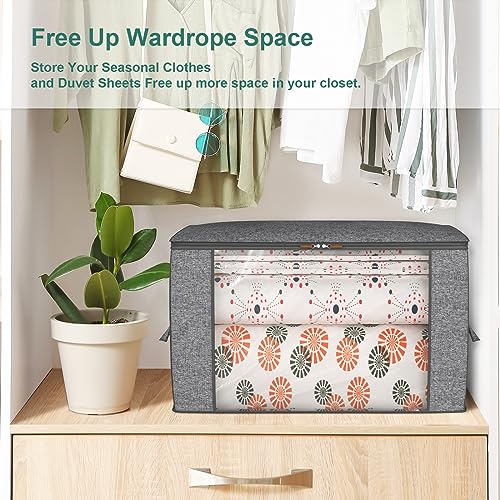 Ufurniture 75L Under Bed Storage Bag,3Pcs Foldable Underbed Storage Organizer Containers with Clear Window, Reinforced Handles,Zippers