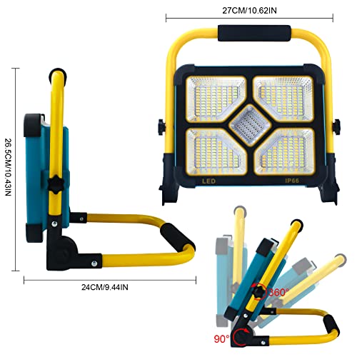 OUSIDE Construction Spotlight LED Battery with Tripod, Portable LED Spotlight Battery with 10500 mAh Battery, Type C and Solar Charging, 4 Light Modes - Ideal for Repair, Construction Site, Emergency