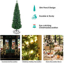 Giantex, Green Artificial Pencil Christmas, Premium Hinged Pine Tree with Solid Metal Legs, Perfect for Home, Shops and Holiday Decoration, (5FT) (Artificial Pencil Christmas Tree)