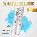 Gender Reveal Confetti Cannon - 2 Pack - Biodegradable Blue Gender Reveal Smoke Bombs for Gender Reveal Party | Gender Reveal Cannons | Baby Gender Reveal Poppers | Boy Gender Reveal Powder Cannon